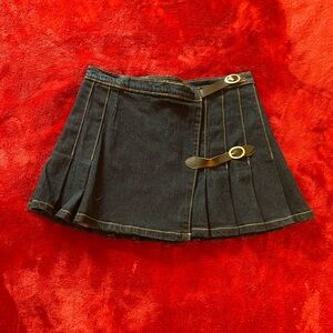 Brandy Melville Denim Mini Skirt with Buckle Accents
